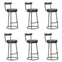Ver imagem 1 de Banqueta Alta Cozinha 70cm Encosto Industrial Aço Kit 6 Ziria Pu Preto S02 - D’Rossi