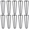 Kit 10 Pés de Metal 30 CM Hairpin Legs Mesa de Canto Rack e Puffs Preto - 1