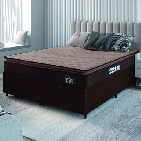 Cama Box Baú Casal Queen Colchão Espuma D33 Pillow Top Millenium Hellen