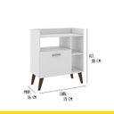 Ver imagem 3 de Aparador Retrô 80 X 70 Cm 1 Porta Nichos Mdp Branco - Clicklar