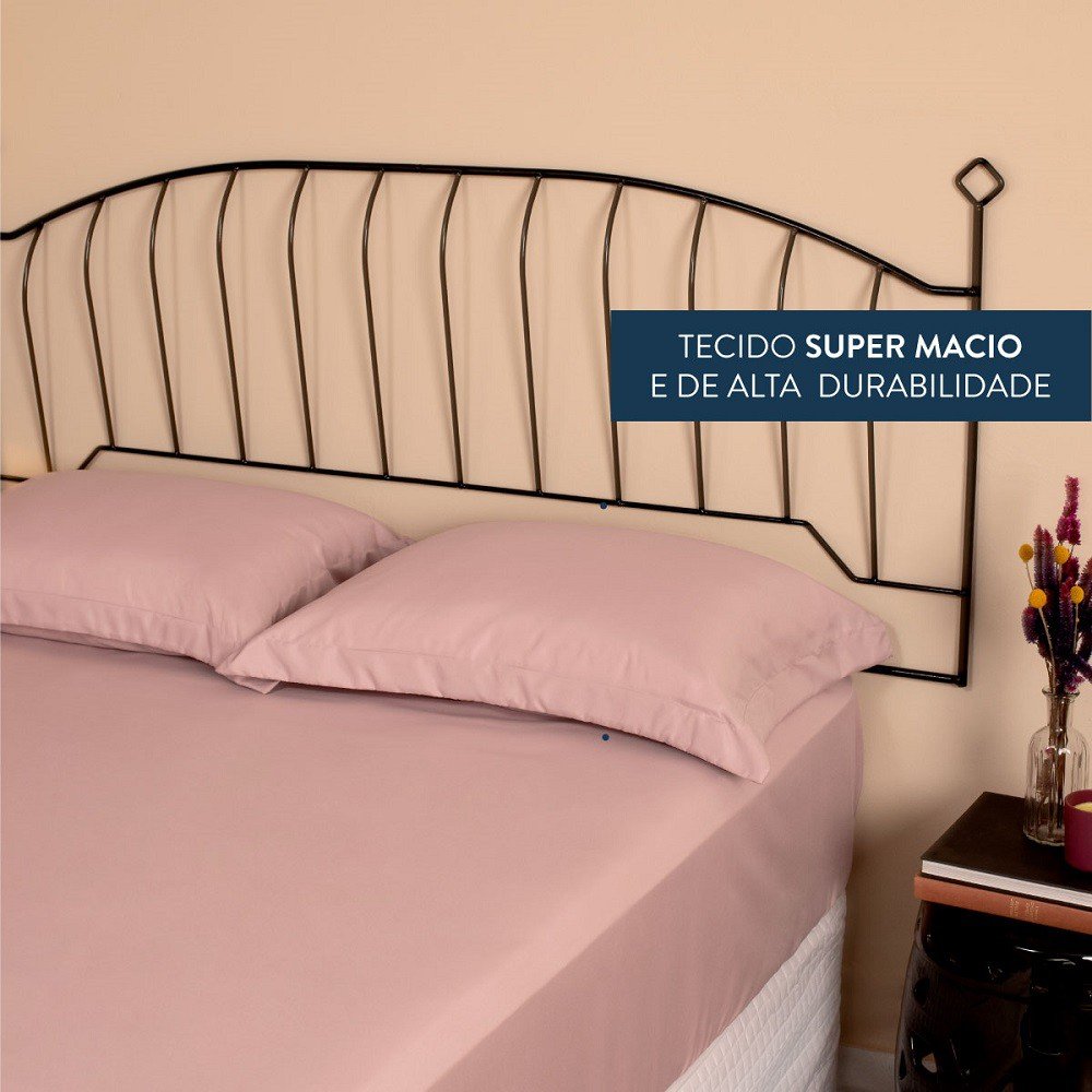 Jogo de Cama Lencol Slim Queen 3 peças 200 Fios Rosê - 4