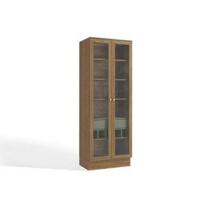Paneleiro de Cozinha Modulado Botanic M628 c/ 2 Portas Vidro e 1 Gaveta 50cm Nogueira/Verde Oliva -