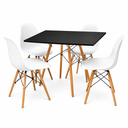 Ver imagem 2 de Conjunto Eames Eiffel Mesa + Cadeiras Conjunto para Sala e Cozinha Tampo Quadrado 70cm 4 Cadeiras