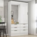 Ver imagem 1 de Guarda-roupa Solteiro Napolli 2 Portas 6 Gavetas Branco - Pnr Móveis