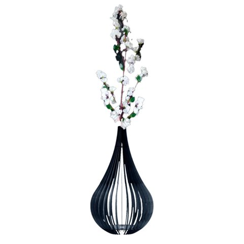 Vaso de Chão Decorativo Grande Capadócia Mdf:preto/kit com 2 - 90x40cm e 60x30cm