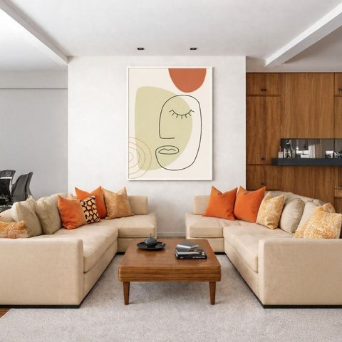 Canvas Posters Minimalista Abstrata 90x60cm Mold Branca