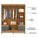 Ver imagem 2 de Guarda Roupa Casal 6 Portas 2 Gavetas Ms912 Moval - Freijó/Cinza