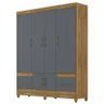 Guarda Roupa Casal 6 Portas 2 Gavetas Ms912 Moval - Freijó/Cinza - 4