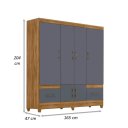Ver imagem 3 de Guarda Roupa Casal 6 Portas 2 Gavetas Ms912 Moval - Freijó/Cinza
