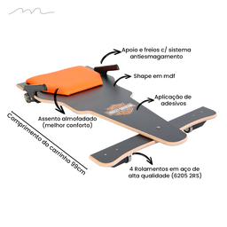 Carrinho de Rolimã F1 Preto e Laranja em MDF - 5