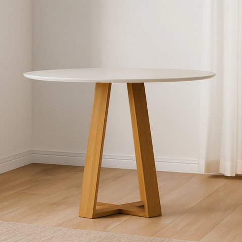 Mesa de Sala de Jantar Tampo Redondo com Vidro 117cm Vitória Marrom/Ype/Off White
