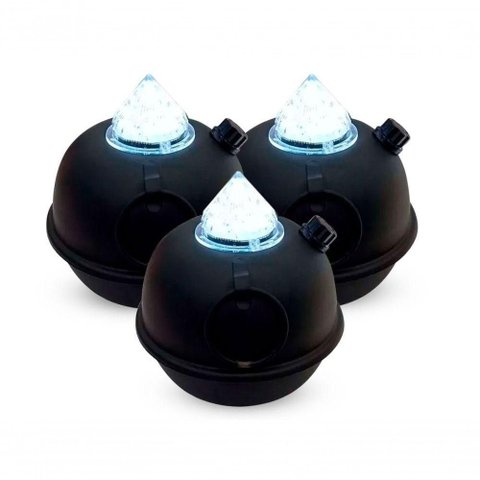 Kit 3 Luminárias de Mesa Decorativa Bujãozinho de Metal a Pilha com Led Branco Dimerizável e Alç