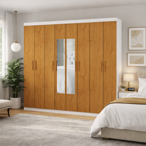 Guarda Roupa 8 Portas Espelho Central Gran Prime-grand Line