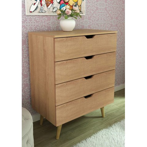 Cômoda 68x92,5cm com 4 Gavetas e Pé Cônico Cm8026 Tecnomobili
