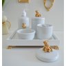 Kit Higiene Porcelana Bebê Banho Cuidado Quarto K014 Urso - Dourado - 1