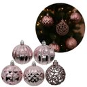 Ver imagem 3 de Kit 6 Bolas Natal Luxo Rosê Gold Textura Metalizada e Arabesco Glitter Vazado 6cm