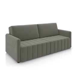 Sofá-cama Decorativo Retrátil Thanos 2 Lugares 192cm Veludo Grafite G45 - Gran Belo - 1