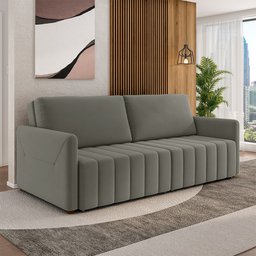 Sofá-cama Decorativo Retrátil Thanos 2 Lugares 192cm Veludo Grafite G45 - Gran Belo - 2