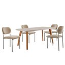 Ver imagem 2 de Conjunto Sala de Jantar Mesa Malta 120cm Tampo Laqueado Vidro Canto Moeda e 4 Cadeiras Marchezine
