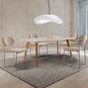 Ver imagem 1 de Conjunto Sala de Jantar Mesa Malta 120cm Tampo Laqueado Vidro Canto Moeda e 4 Cadeiras Marchezine