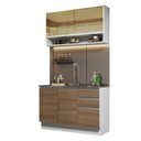 Ver imagem 2 de Cozinha Compacta Madesa Glamy 120002 com Armário e Balcão (Sem Tampo e Pia) Branco/Rustic Cor:Branco