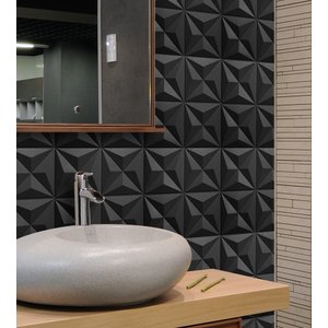 Kit 20 Placas PVC 3d Revestimento De Parede Decorativa Estrelar Preto 25 cm