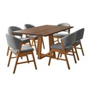 Ver imagem 3 de Mesa Restaurante Julia 1,6m Freijó Pés Cerejeira 6 Cadeiras Débora Bar Pizzaria - Cinza Veludo