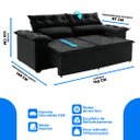 Ver imagem 3 de Sofá Compact 150Cm Retrátil, Reclinável Preto com molas Espirais 5 Posições Ws