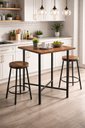 Ver imagem 2 de Mesa Alta Bistrô Decorlidi com Tampo 68 Cm Cor Imbuia Estrutura Aço Preto Design Industrial