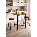 Ver imagem 2 de Mesa Alta Bistrô Decorlidi com Tampo 68 Cm Cor Imbuia Estrutura Aço Preto Design Industrial