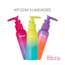 Ver imagem 3 de Conjunto Viagem 3 Frascos Tampa Válvula Degradê Ricca 100ml