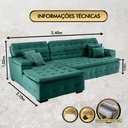 Ver imagem 6 de Sofá Orlando 2.40x2.10m com Chaise, Retrátil e Reclinável - Verde