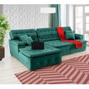 Ver imagem 5 de Sofá Orlando 2.40x2.10m com Chaise, Retrátil e Reclinável - Verde