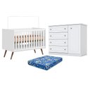 Ver imagem 1 de Berço Americano Q Encanto 3820 Retrô Branco Acetinado - Qmovi e Cômoda Infantil Americano Branco HP