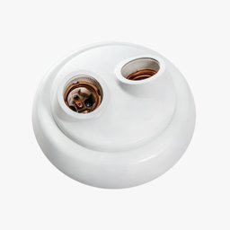Kit 5 Plafon Redondo Duplo Bocal Porcelana E-27 Branco - Opl - 1
