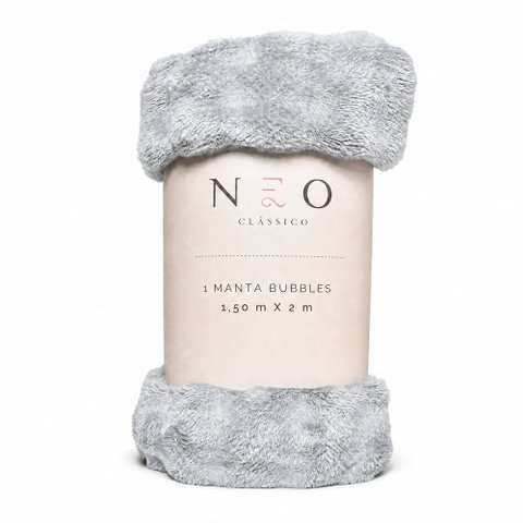 Cobertor Manta Solteiro Peseira para Cama Sofá Antialérgica Neo Bubbles Cinza 1,50x2,00m - Camesa