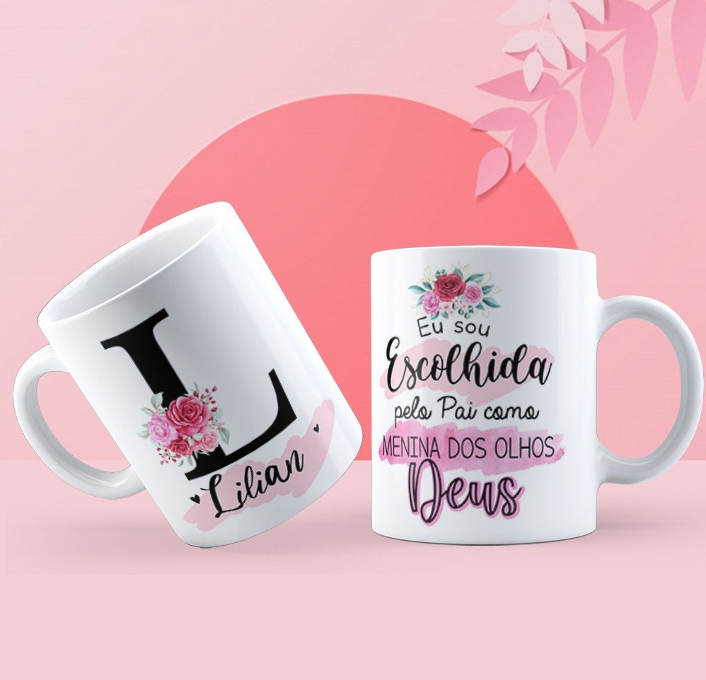 Canecas de Porcelana Personalizadas Alfabeto Evangelico Letra L - 2