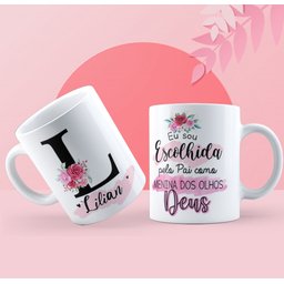 Canecas de Porcelana Personalizadas Alfabeto Evangelico Letra L - 2