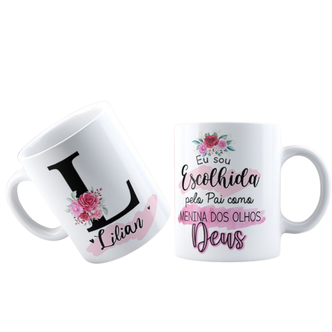 Canecas de Porcelana Personalizadas Alfabeto Evangelico Letra L