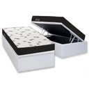Ver imagem 1 de Cama Box Baú Solteiro: Colchão Espuma Ortobom D45 Light Saúde OrtoPillow + Base CRC Courano White(88