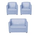 Ver imagem 1 de Kit 2 Poltronas e 1 Namoradeira Tilla Corino Azul Bebê - Móveis Mafer