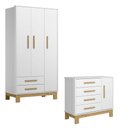 Ver imagem 1 de Guarda Roupa 4340 e Cômoda 4355 Q Encanto Slim Branco Acetinado - Qmovi