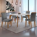 Ver imagem 1 de Sala de Jantar Mesa Liz 120cm em Mdf Canto Reto e 4 Cadeiras Athenas Moderna