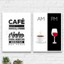Ver imagem 1 de Kit 2 Quadros Café E Vinho 33x24cm:Madeira branca
