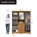 Ver imagem 4 de Guarda Roupa Capella 4 Portas 3 Gavetas Marrom/Cinamomo/Off White