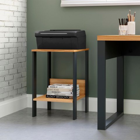 Mesa de Canto Estilo Industrial em Mdf F14 Freijó Preto Fosco Dalla Costa