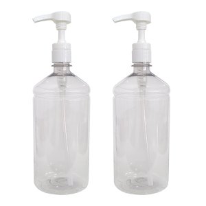 2 Frascos 1000ml Para Álcool Gel Válvula Pump Profissional