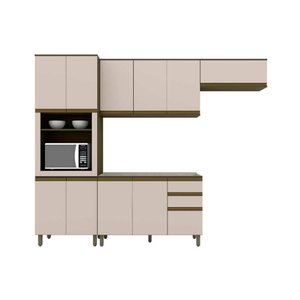 Cozinha 4 Peças (2 Armários + 1 Paneleiro + 1 Balcão) C6p12 Duna-cristal