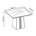 Ver imagem 5 de Sala de Jantar Completa Itália Tampo Madeirado C/ Vidro Curvo 136x136cm e 8 Cadeiras Sofia Cedro/