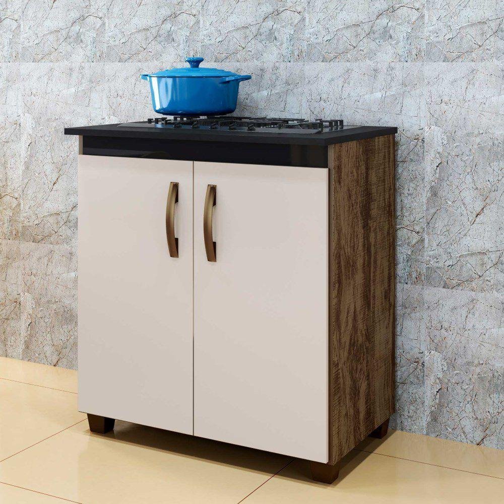 Balcão para Cooktop 4 Bocas Fox Arte Móveis Ipê Off - 5